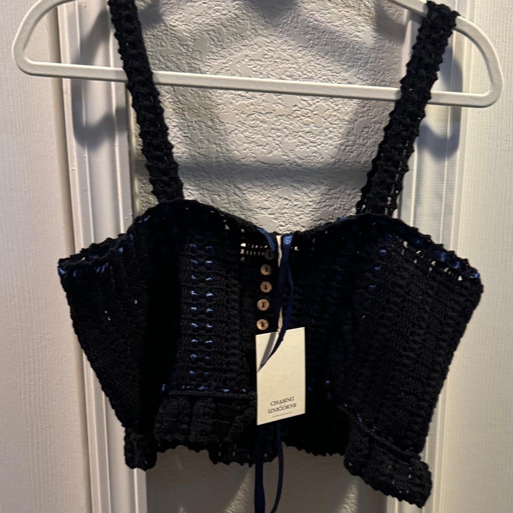 Chasing Unicorns Black Crochet Bustier Camisole